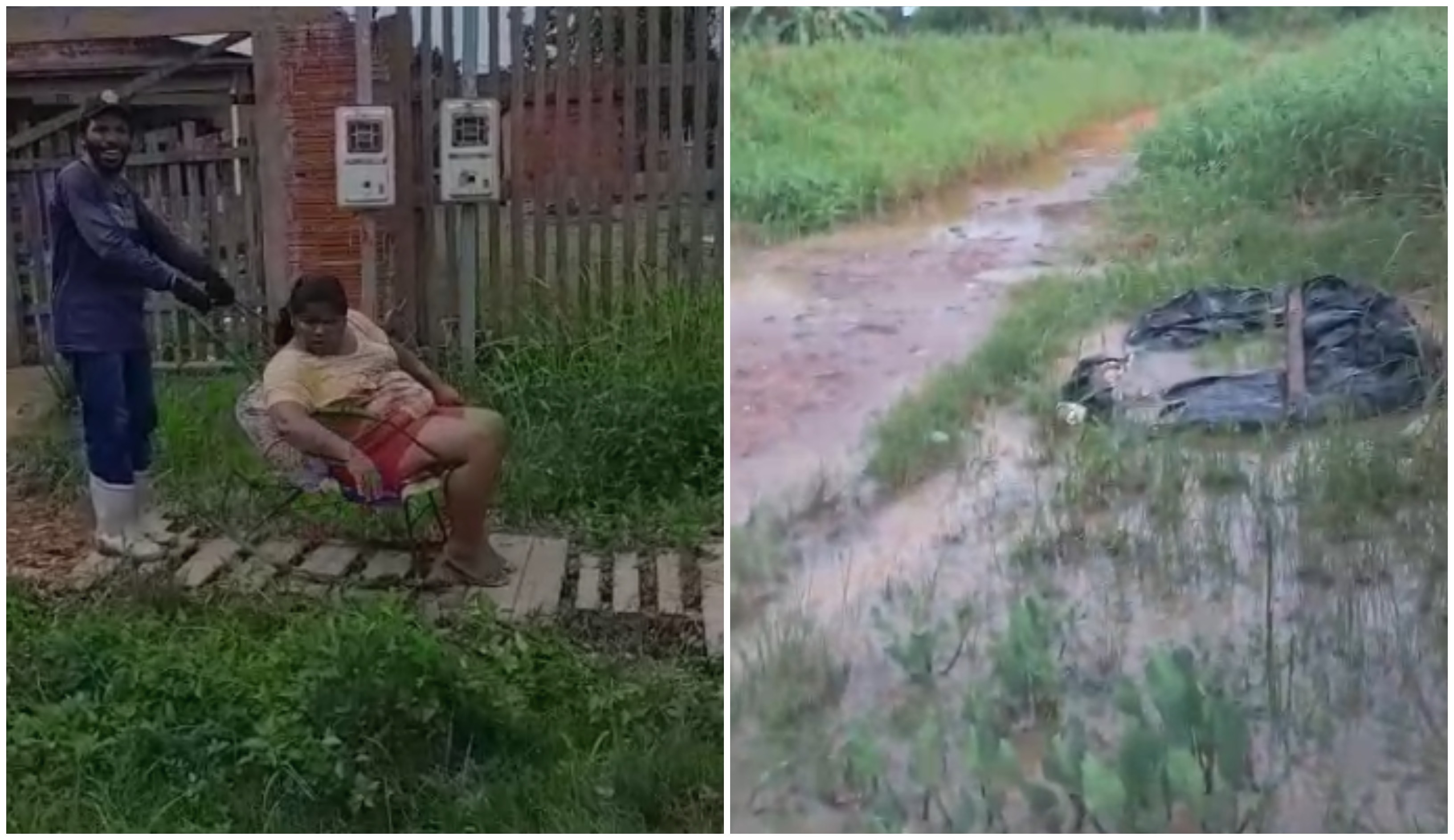 cadeirante-e-arrastada-em-estrutura-improvisada-para-sair-de-casa-em-ramal-sem-infraestrutura-no-ac:-‘sofrimento’